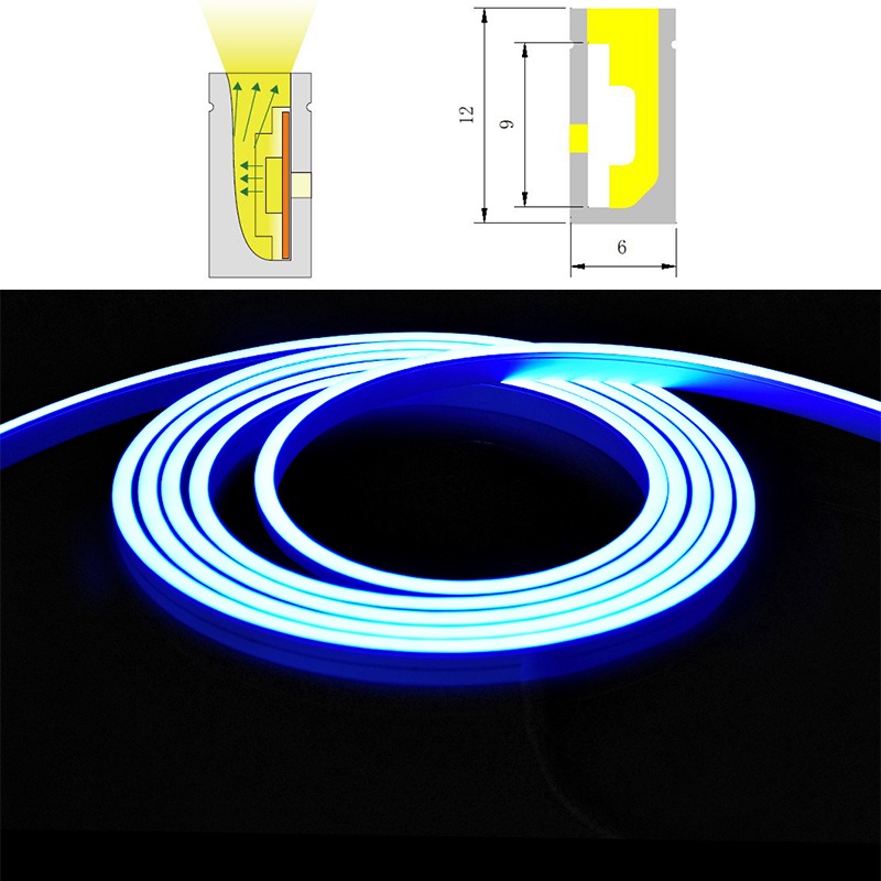 16.4ft/roll 6*12mm 120° Side Emitting Waterproof IP67 Silicone Flexible LED Neon Tube For 8mm LED Light Strips